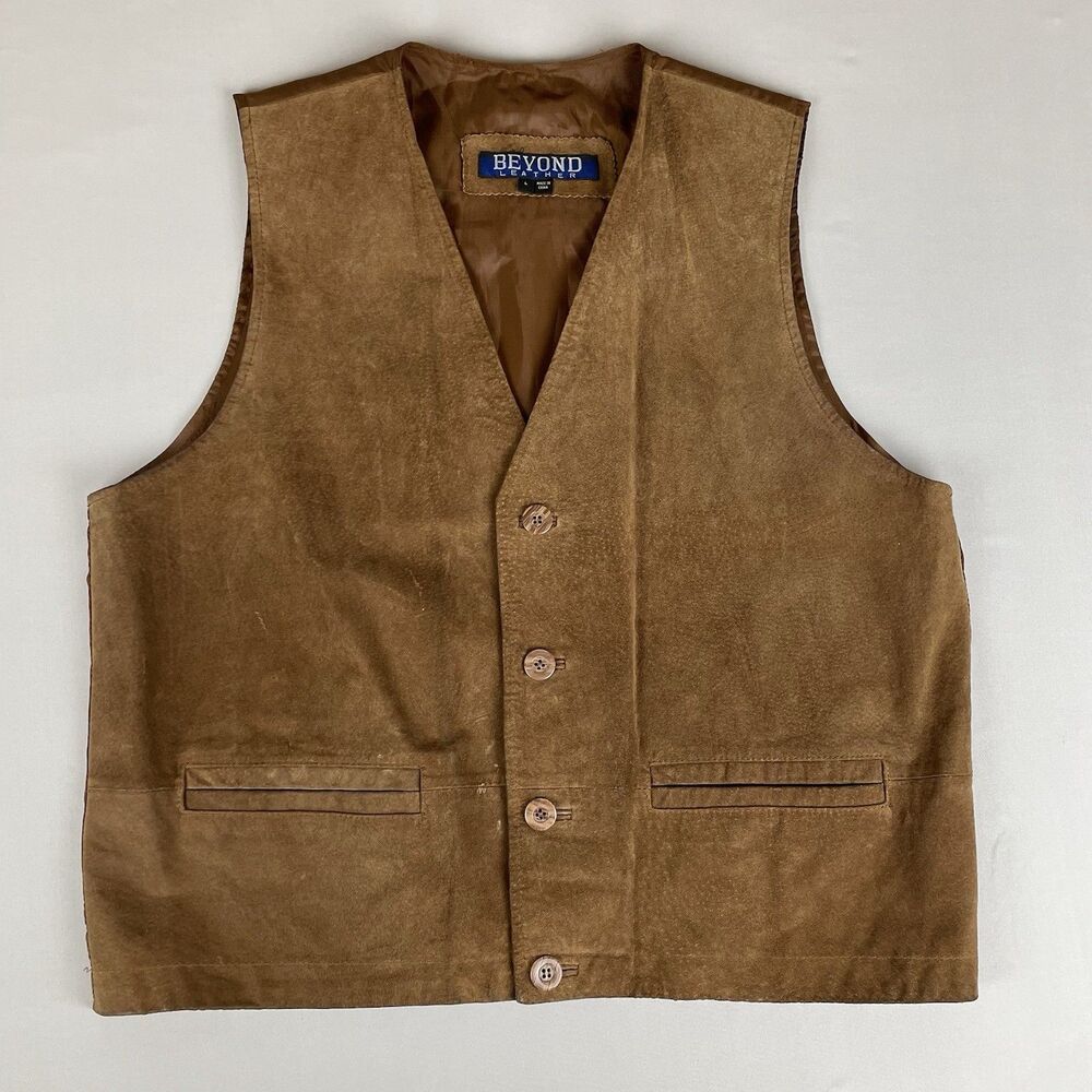 Beyond Leather Waistcoat Vest Men's LG Brown Suede Western Cowboy Festivalcore
